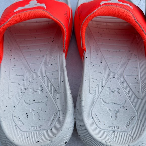 Under Armour Rock Project 3 Slides Flip Flops Men Size: 9 After Burn White Pink